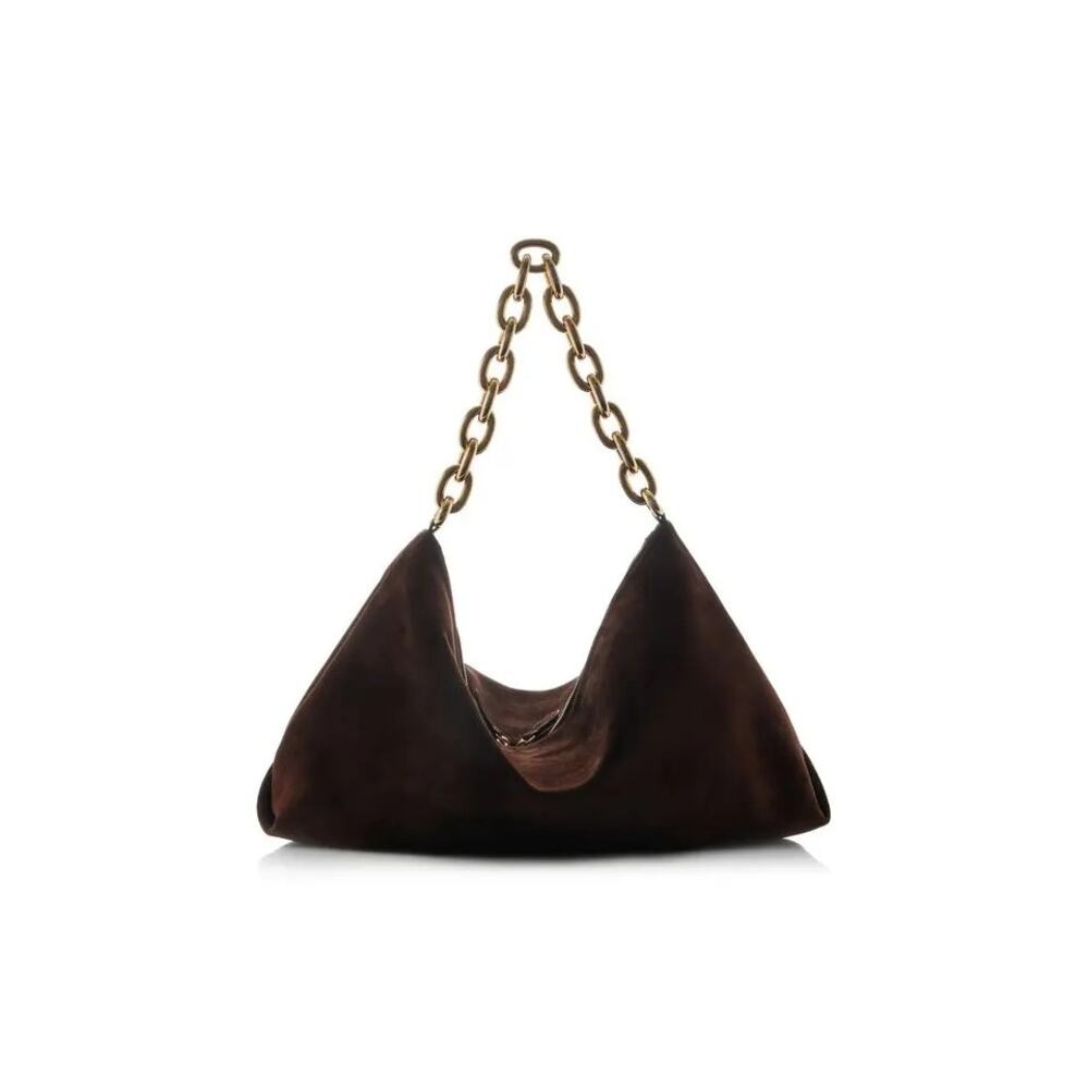Khaite Clara Chain-strap Suede Shoulder Bag ~ Brown